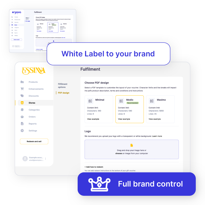 Enjovia Gift Experiences White label Resellers Voucher store multi-property, multi-brand, multi-business gift voucher system